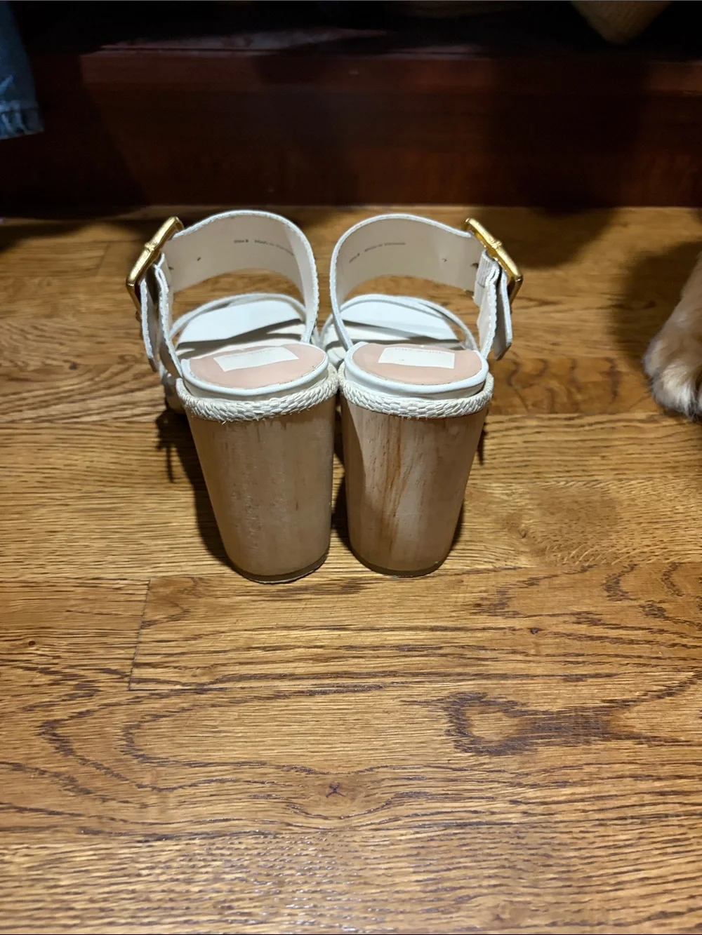 Dolce Vita Cream Buckle Strap Square-Toe Heeled Mules